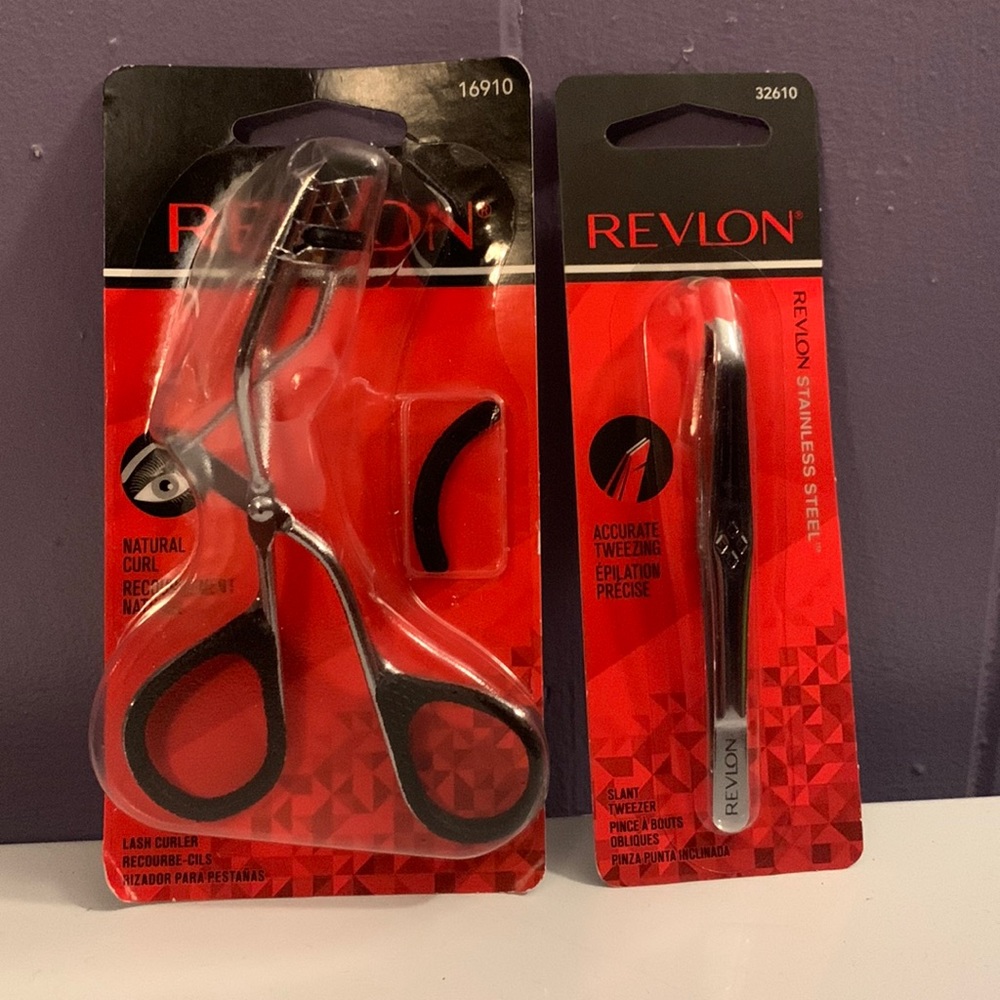 Lash curler and slant tweezer